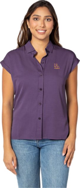 Prairie View A & M University Women's Panthers Short Sleeve Button-Up